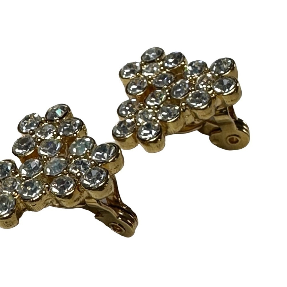Monet Vintage Flower Crystal Clip Earrings